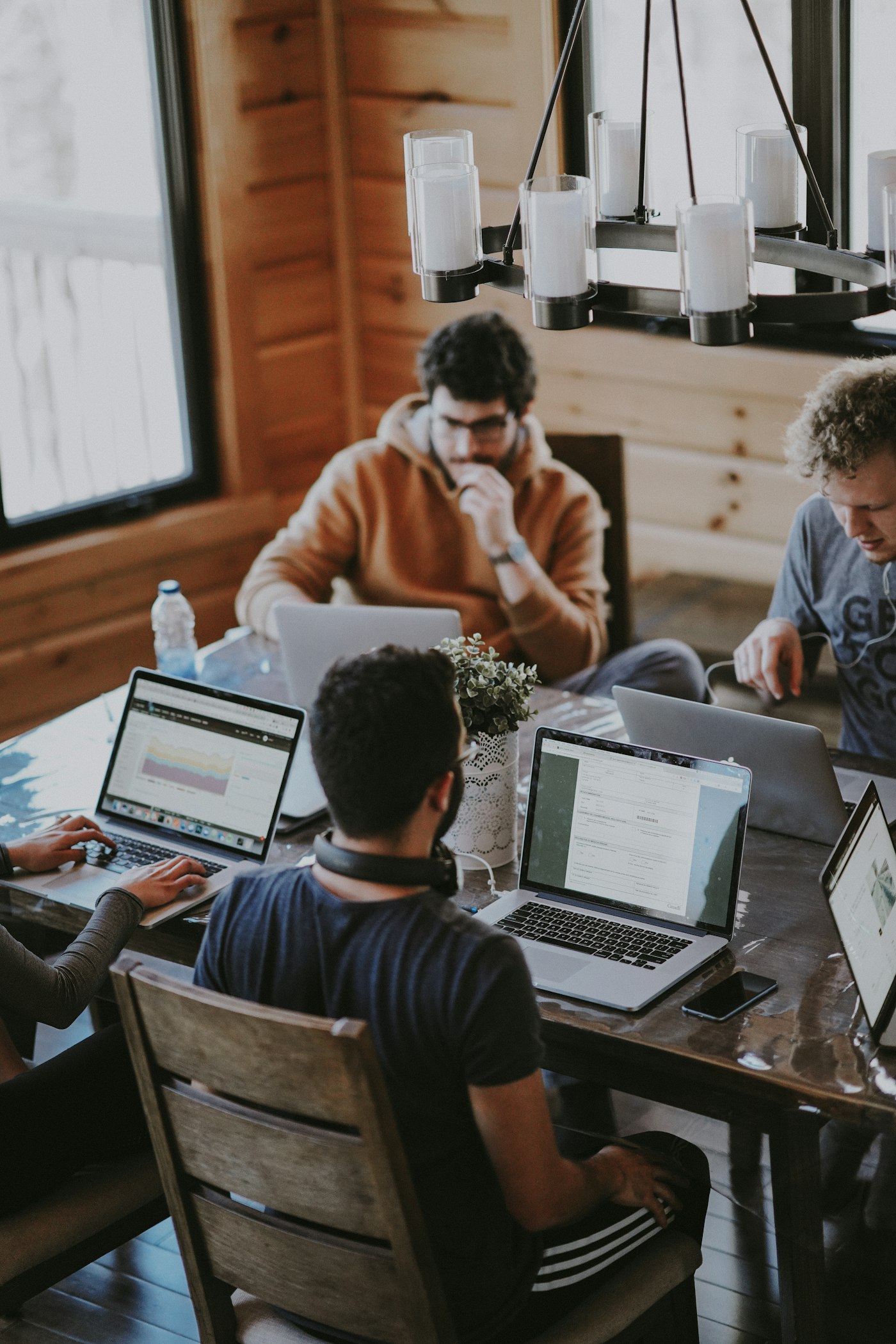 A revenue team working together in a modern office