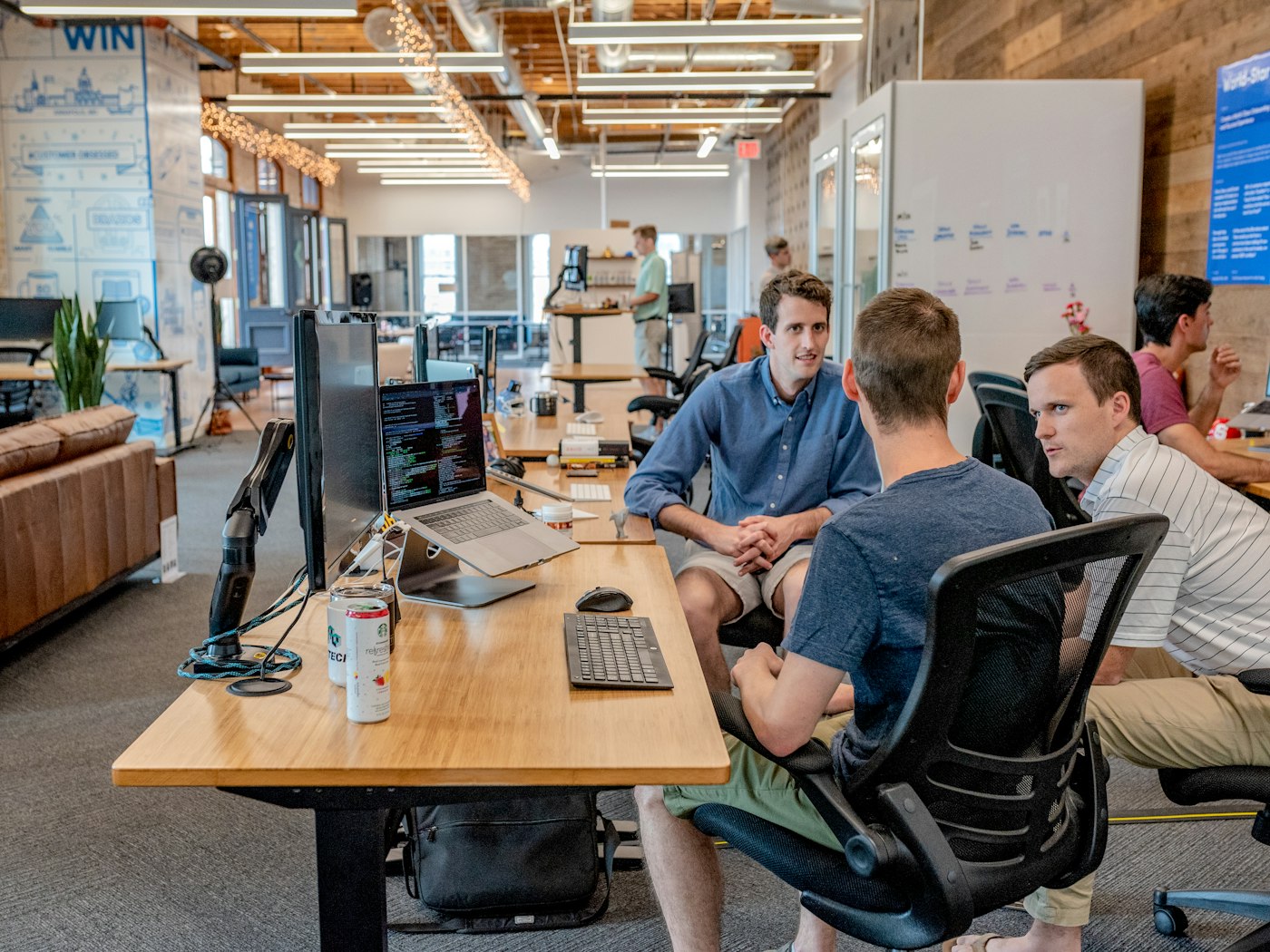 A team reviewing live systems together